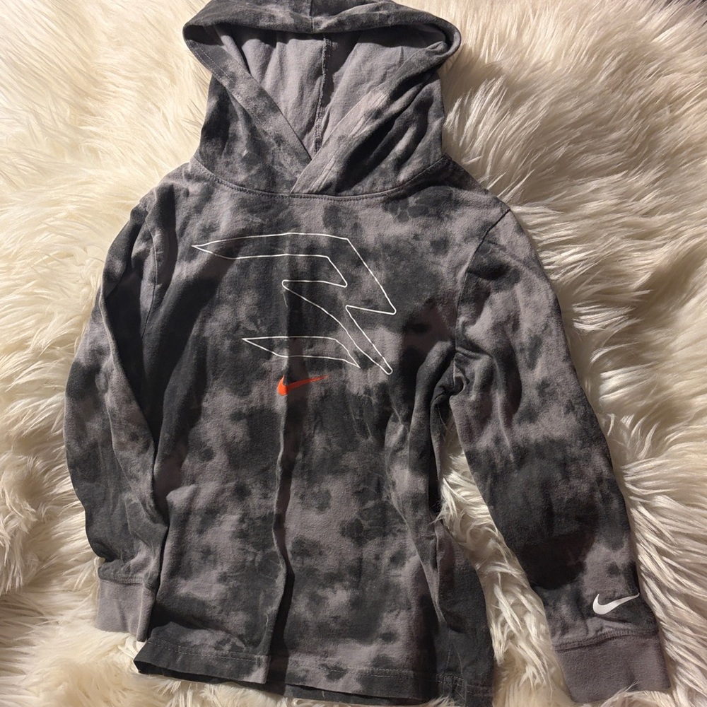 Nike Kids Black and Gray Tie-Dye Hoodie